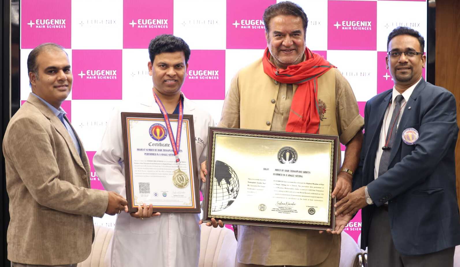 Eugenix Hair Sciences Sets The World Record for Highest Grafts in a Single Hair Transplant Sitting; enters World Records Book of India